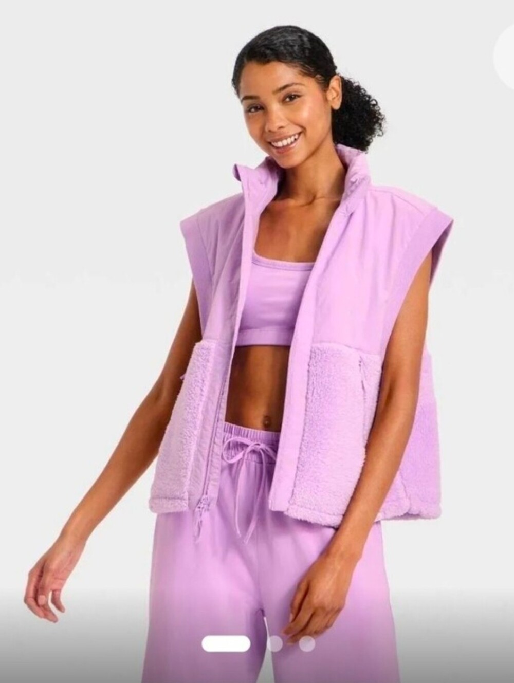 JoyLab Women's High Pile Vest Purple Size M